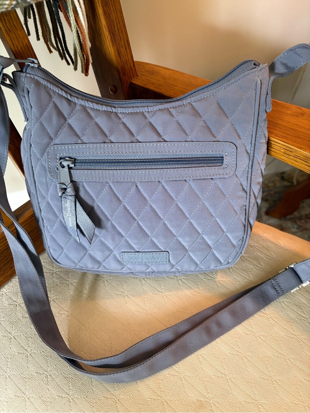 Vera Bradley Quilted Crossbody Bag in Light Gray